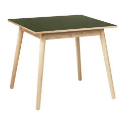 Mesa de comedor C35A 82x82 cm, Linóleo oliva-roble natural con barniz al agua*FDB Møbler Clearance