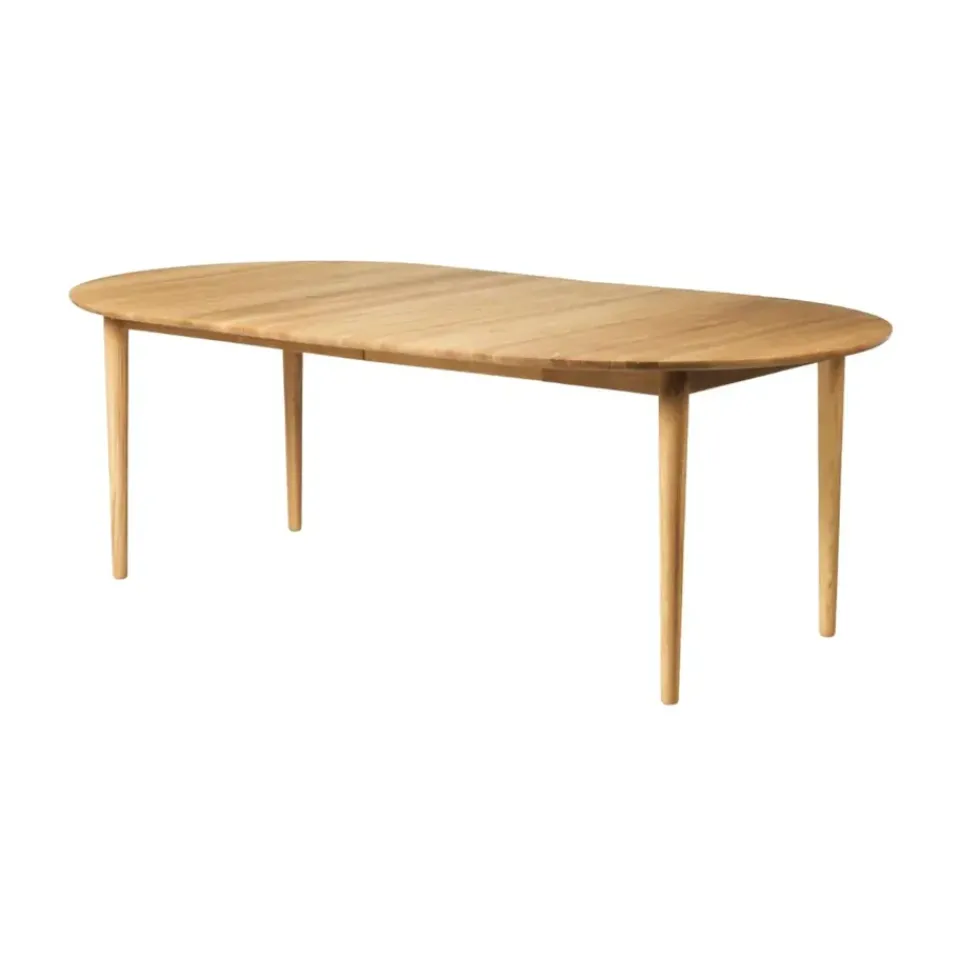 Mesa de comedor C62E Bjørk con 2 extensiones, Roble macizo aceitado*FDB Møbler Discount