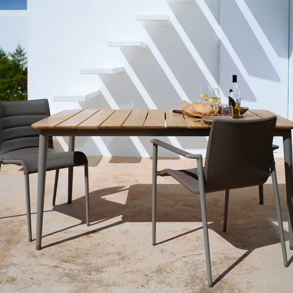 Mesa de comedor Core teca 210x100x74 cm, Soprte taupe*Cane-line Sale