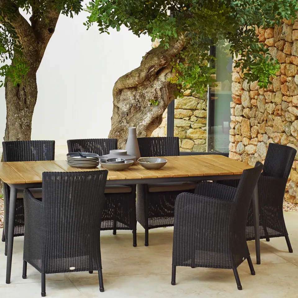Mesa de comedor Core teca 210x100x74 cm, Soprte taupe*Cane-line Sale