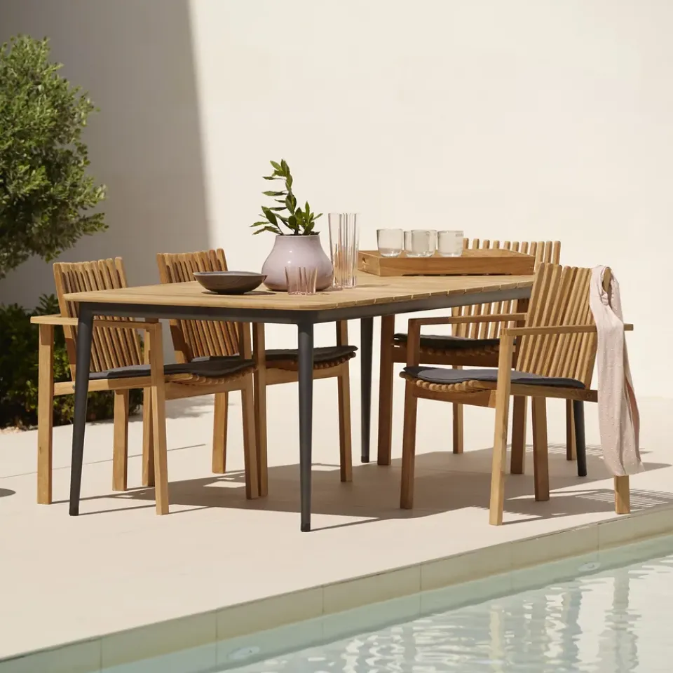 Mesa de comedor Core teca 210x100x74 cm, Soprte taupe*Cane-line Sale
