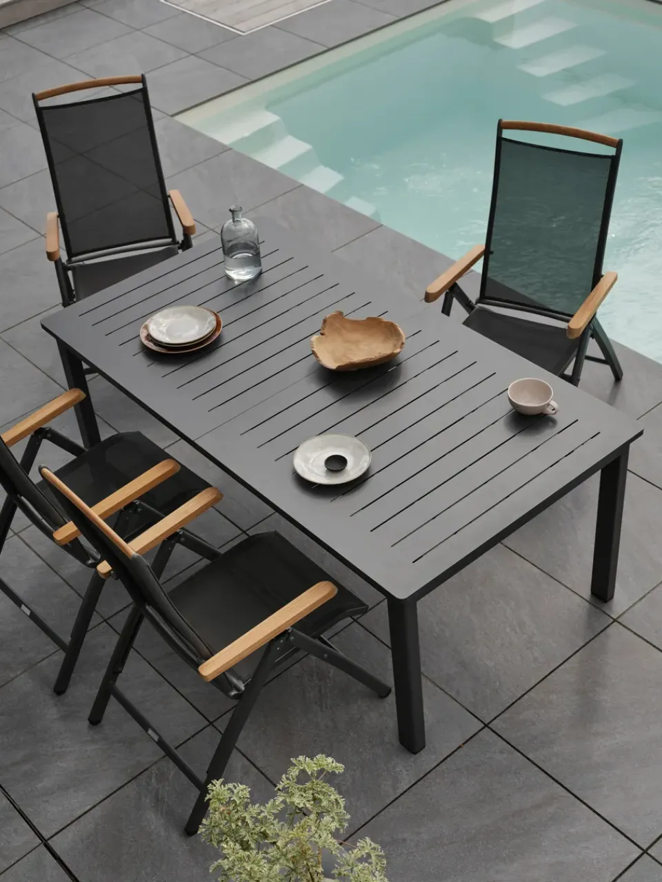 Mesa de comedor extensible Lomma, Anthracite 194-312 cm*Brafab Discount