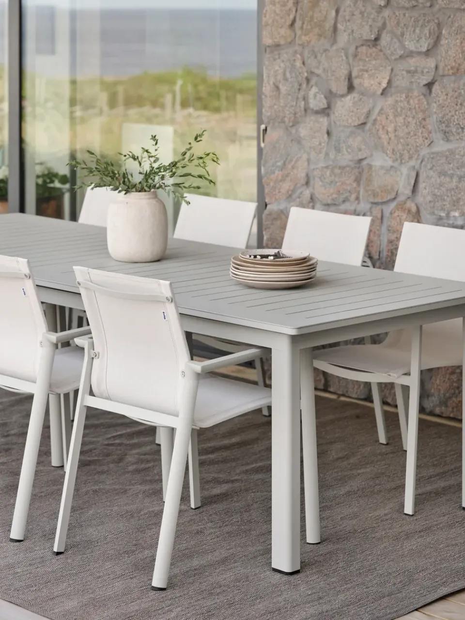 Mesa de comedor extensible Lomma, Light grey 194-312 cm*Brafab Clearance