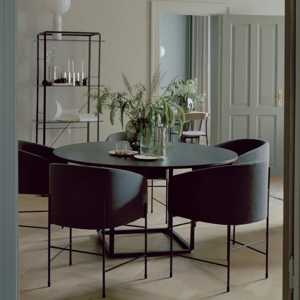 Mesa de comedor Florence redonda, mármol marquina, ø120 cm, soporte*New Works Outlet