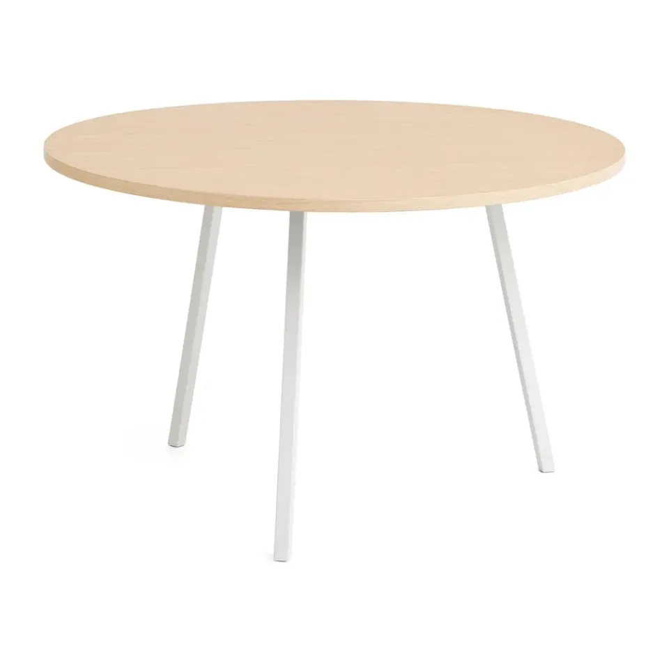 Mesa de comedor Loop Stand Ø120 cm, White-clear lacq. oak*HAY New