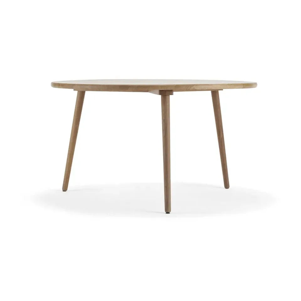 Mesa de comedor Miss Tailor redonda Ø130 cm, roble natural tratado con aceite, tablero fijo*Stolab Outlet