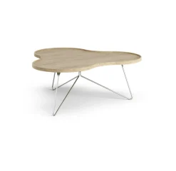 Mesa Flower mono 107x114 cm, Roble natural, 45cm, base de cromo*Swedese