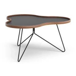 Mesa Flower 84x90 cm, H45--canto de nogal-base negra*Swedese Hot