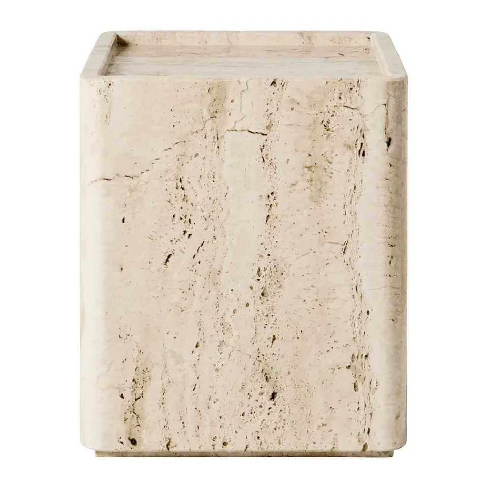 Mesa Pietra 33x33x40 cm, Neutral white travertine*GUBI Discount