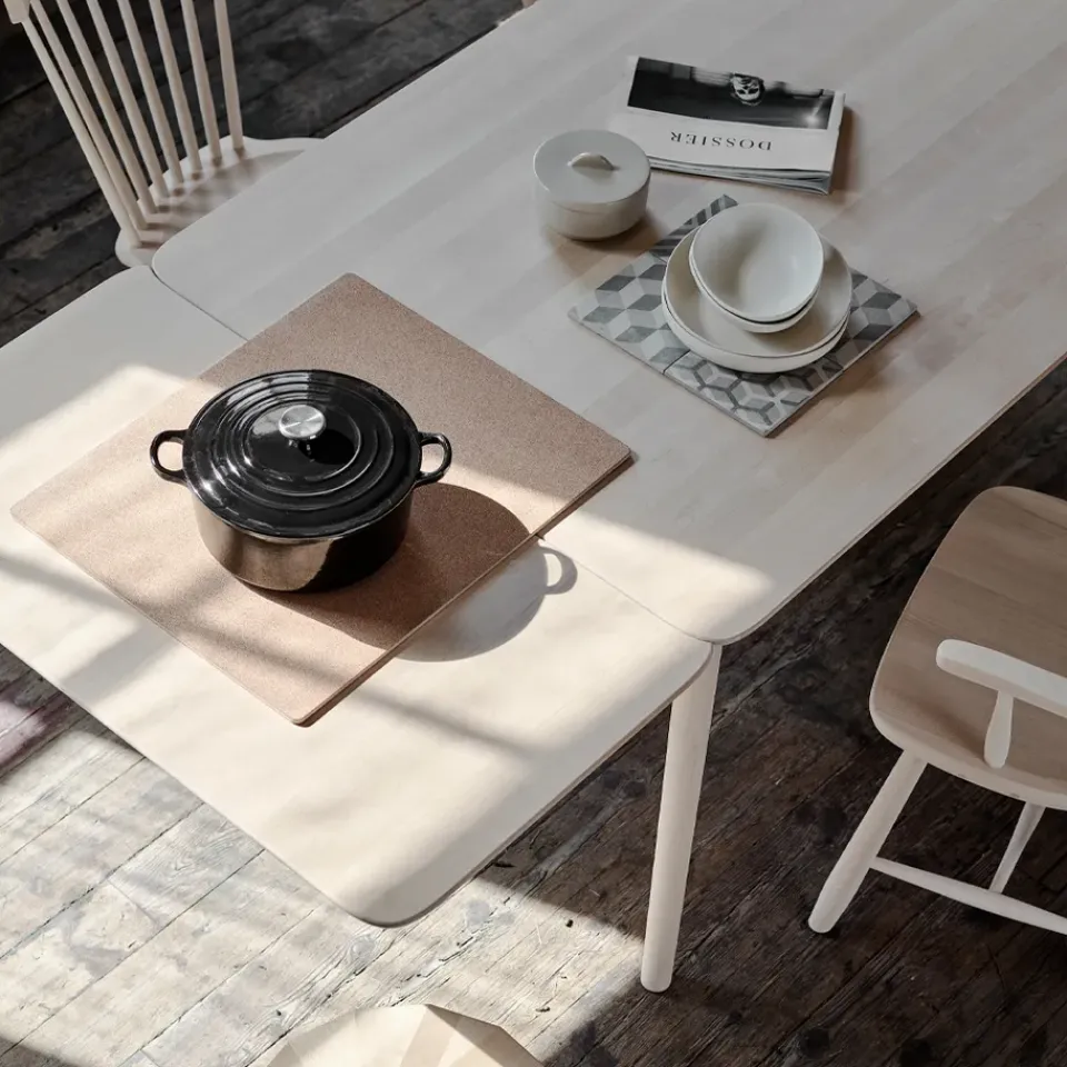 Mesa Prima Vista, Abedul claro lacado mate, 120cm, 1 tablero de extensión*Stolab Best