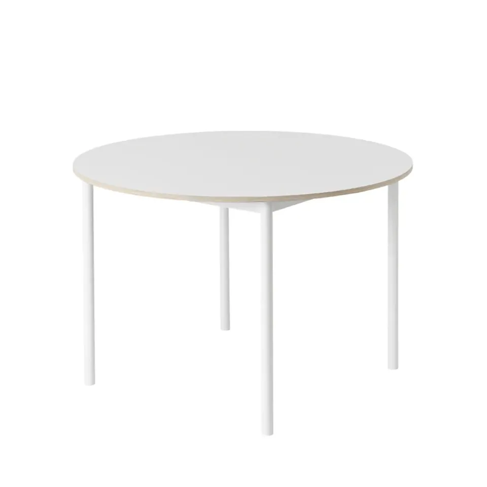 Mesa redonda Base Ø110 cm, White laminate-Plywood-White*Muuto Outlet