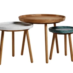 Mesa Tureen, Mármol , ø52cm, patas de roble aceitadas en natural*Stolab