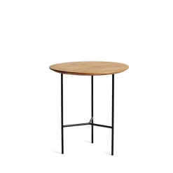 Mesita auxiliar Tribeca, Roble rústico aceitado, patas negras, ø47 cm*Mavis New