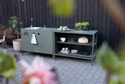 Mueble bajo de cocina exterior Kelia con fregadero, Nordic green, 121x90x64*Brafab New