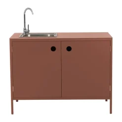 Mueble bajo de cocina exterior Kelia con fregadero, Zin red, 121x90x64*Brafab Hot