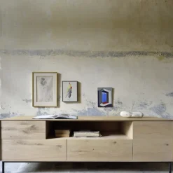 Mueble multimedia Whitebird 180 cm, Oak wax oil-Black metal*Ethnicraft Clearance