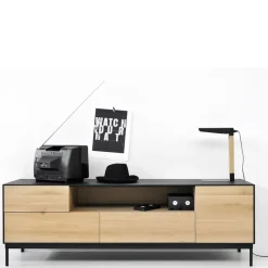 Mueble multimedia Whitebird, Roble negro-Patas metálicas negras*Ethnicraft Online