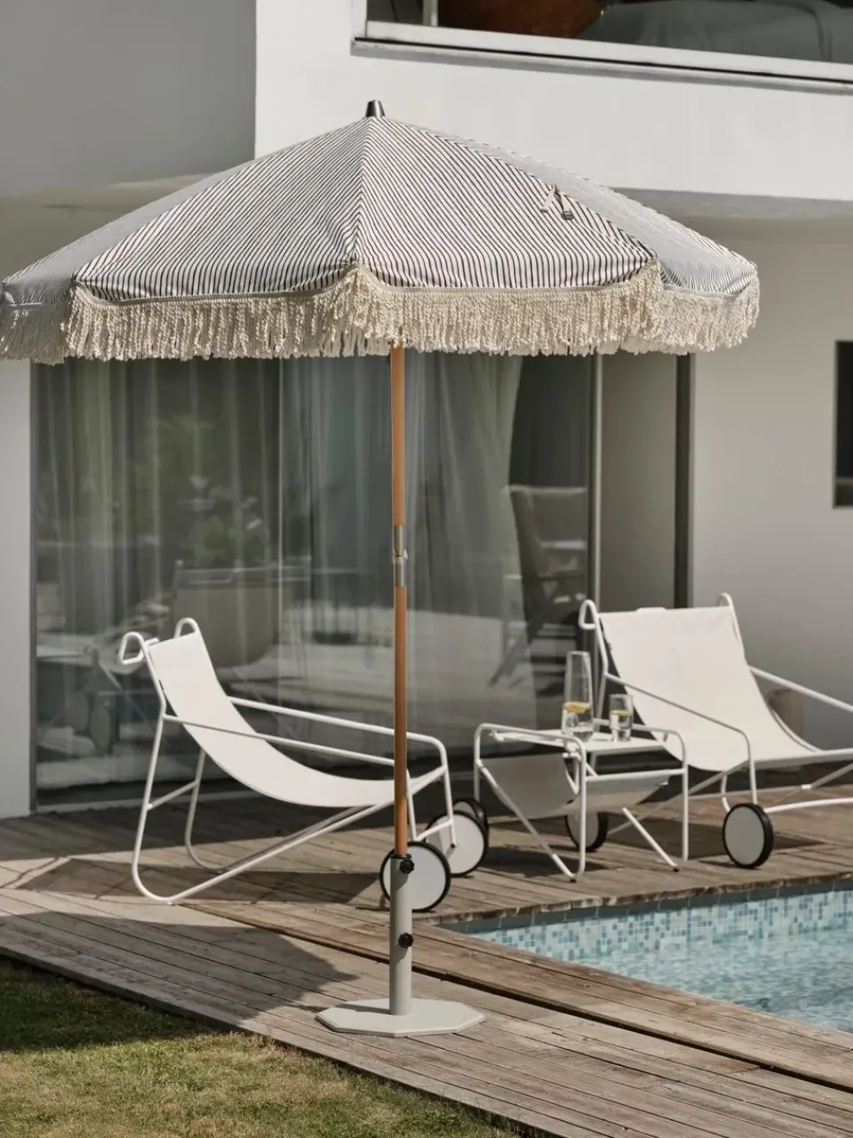Parasol Gatsby, Grey stripe, Ø185 cm*Brafab Hot
