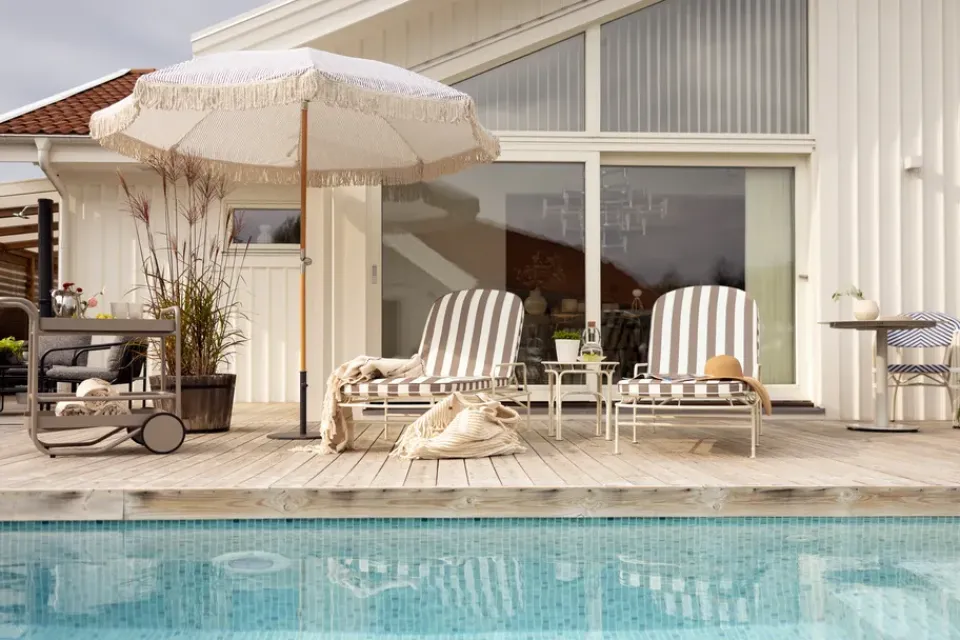 Parasol Gatsby, Grey stripe, Ø256 cm*Brafab Online