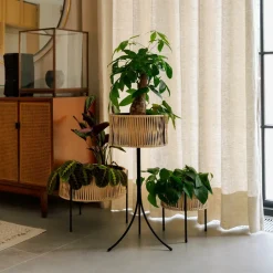 Pedestal para plantas Umanoff ratán-acero, h69 cm Ø36,5 cm*Audo Copenhagen Online