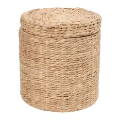 Puff Lily con tapa Ø41x43 cm, Natural*Dixie Outlet