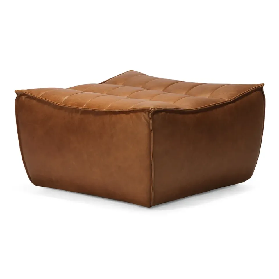 Reposapiés N701 70x70 cm, Anilina cuero brown*Ethnicraft New