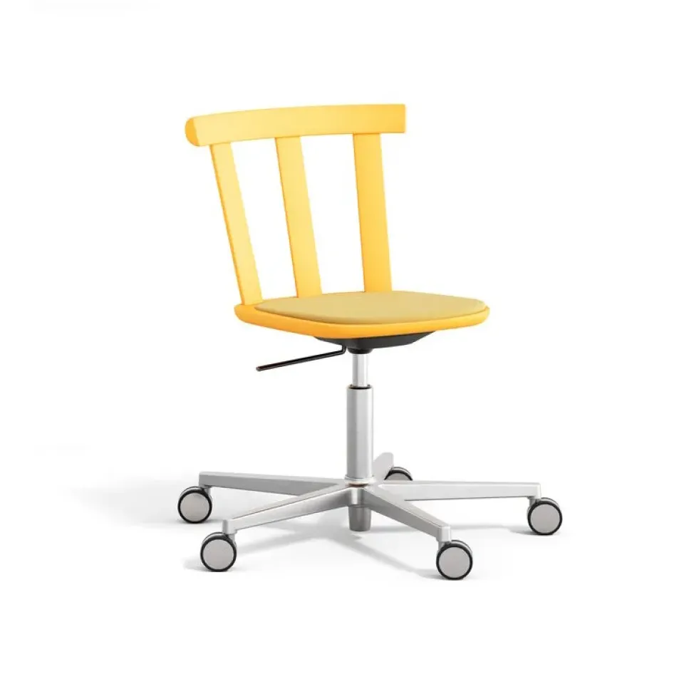 Silla Alt base giratoria con asiento tapizado abedul, Hallingdal 65-407 yellow-claro 80*Stolab Best
