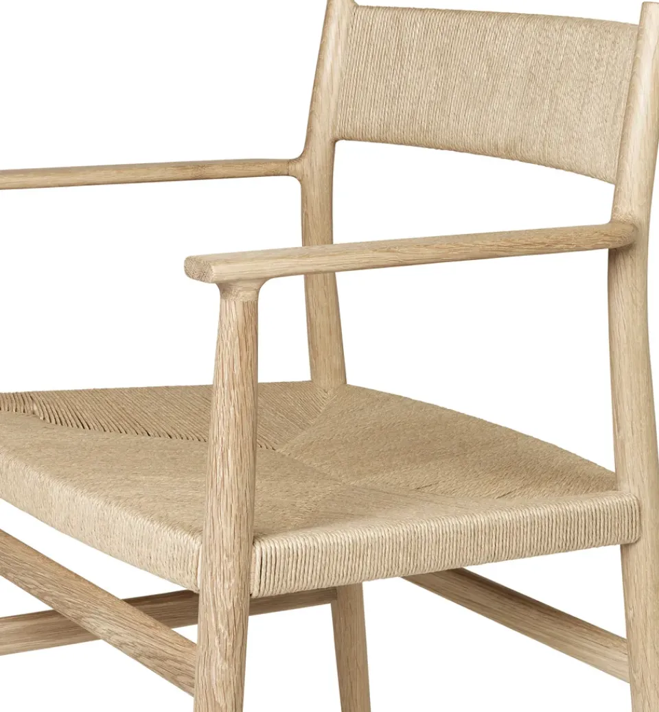 Silla con reposabrazos Arv respaldo y asiento tejidos, Roble aceitado blanco-cordón de papel*Brdr. Krüger Clearance