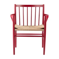Silla con reposabrazos J82, Haya rubí-cuerda de papel*FDB Møbler Best