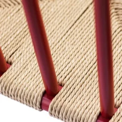 Silla con reposabrazos J82, Haya rubí-cuerda de papel*FDB Møbler Best