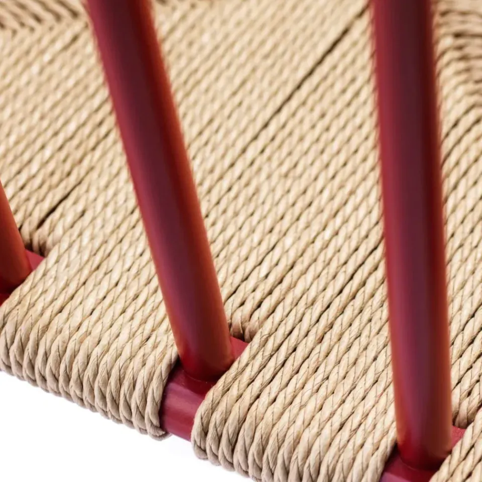 Silla con reposabrazos J82, Haya rubí-cuerda de papel*FDB Møbler Best