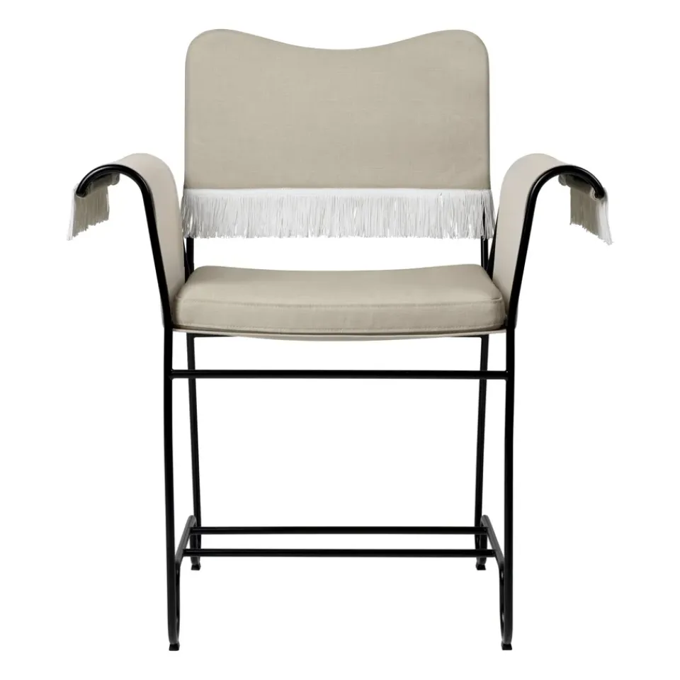 Silla con reposabrazos Tropique con flecos, Black-Leslie 12*GUBI Hot