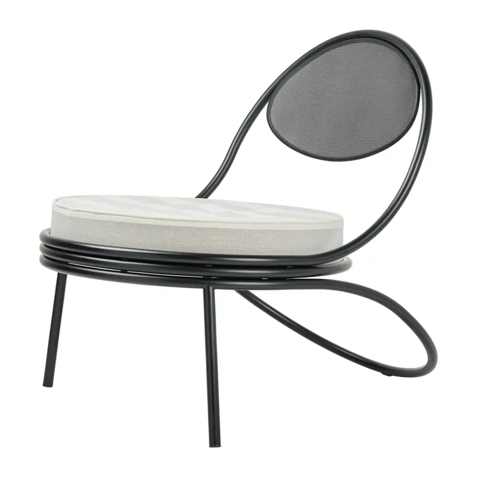 Silla Copacabana Outdoor Lounge Chair con asiento tapizado, Leslie stripe limonta 020-patas negras*GUBI Clearance