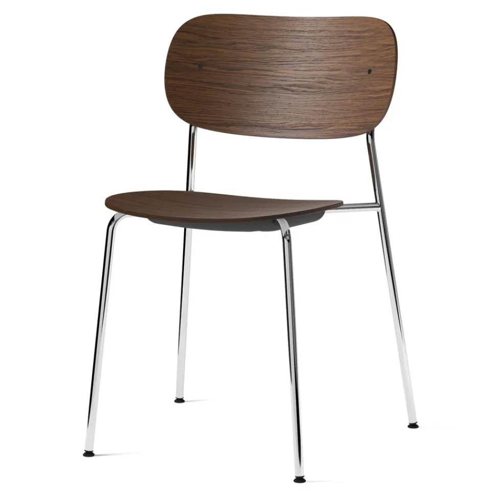Silla de comedor Co patas cromadas, Roble teñido oscuro*Audo Copenhagen Online