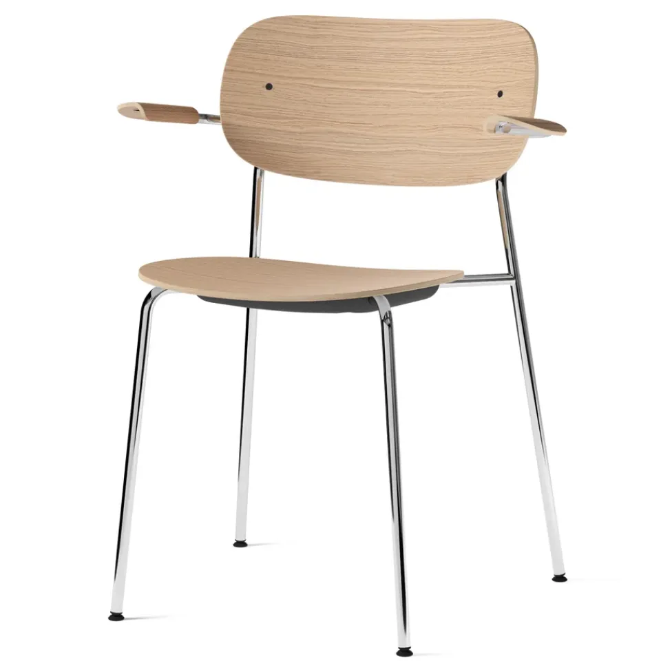 Silla de comedor con apoyabrazos Co patas cromadas, Roble*Audo Copenhagen Sale