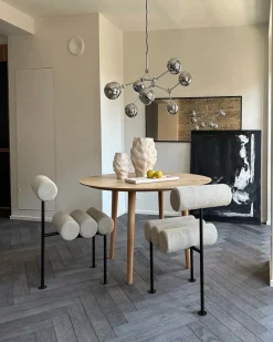 Silla de comedor Hiro, Black frame-Sand*101 Copenhagen Clearance