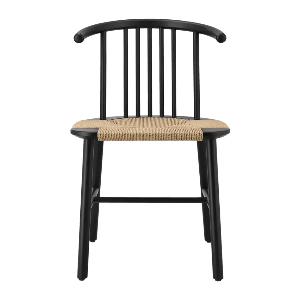 Silla de comedor VIOR asiento trenzado, Roble lacado en negro-natural*NJRD Sale