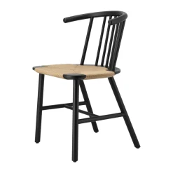 Silla de comedor VIOR asiento trenzado, Roble lacado en negro-natural*NJRD Sale