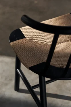 Silla de comedor VIOR asiento trenzado, Roble lacado en negro-natural*NJRD Sale