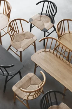 Silla de comedor VIOR asiento trenzado, Roble lacado en negro-natural*NJRD Sale