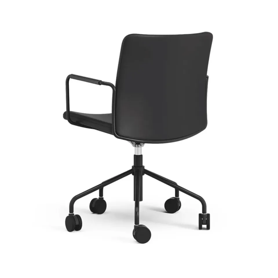 Silla de oficina elevable/bajable sin basculación Stella, Cuero elmosoft 99999 , base negra, respaldo flexible*Swedese Online