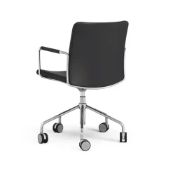 Silla de oficina elevable/bajable sin basculación Stella, Cuero elmosoft 99999 , base de cromo, reposabrazos forrado en cuero, respaldo flexible*Swedese Best