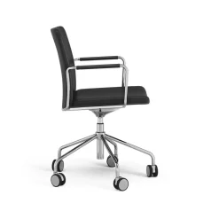 Silla de oficina elevable/bajable sin basculación Stella, Cuero elmosoft 99999 , base de cromo, respaldo flexible*Swedese New