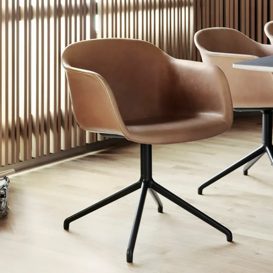 Silla de oficina Fiber armchair swivel base with return, White, base blanca*Muuto Clearance