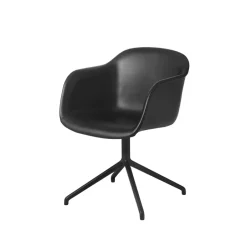 Silla de oficina Fiber armchair swivel base with return, Black leather-anthracite black*Muuto Online