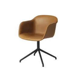 Silla de oficina Fiber armchair swivel base with return, Cognac leather-anthracite black*Muuto Clearance