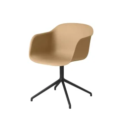 Silla de oficina Fiber armchair swivel base with return, Ochre-anthracite black*Muuto Outlet