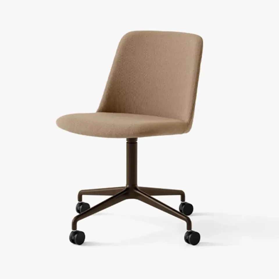 Silla de oficina Rely HW23, Tela hallingdal 224 peanut, bronserat stativ*&Tradition New