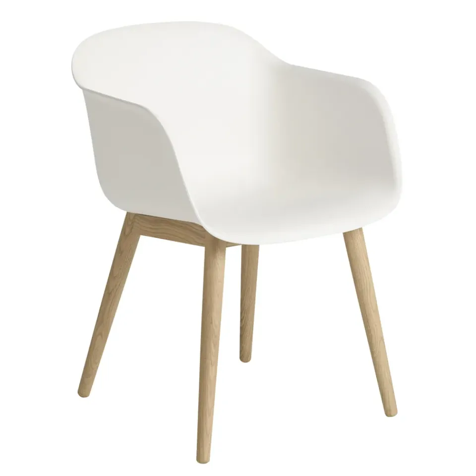 Silla Fiber con reposabrazos y patas de madera, Natural white-Oak*Muuto Discount