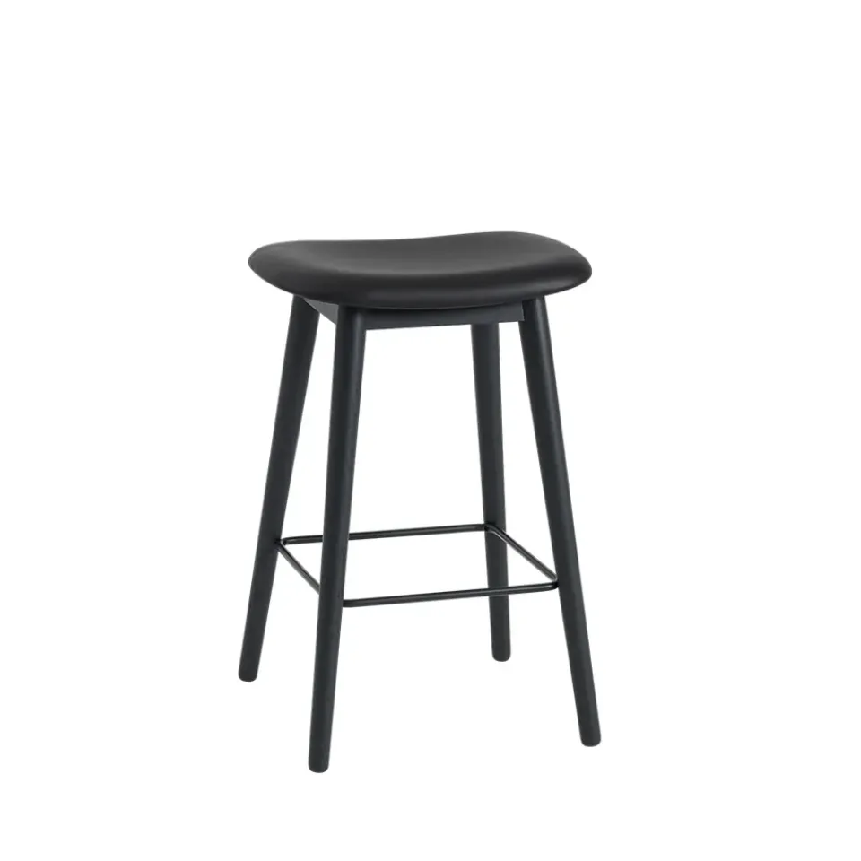 Silla Fiber counter stool 65 cm, Cuero , patas negras*Muuto New